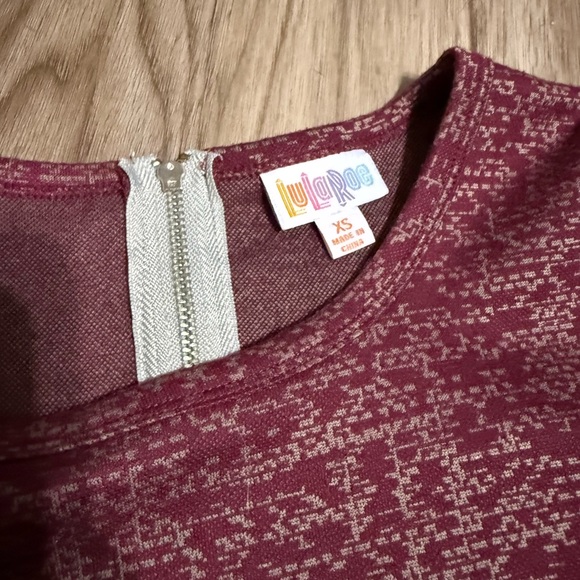 LuLaRoe Burgundy Patterned Dress - Picture 3 of 5